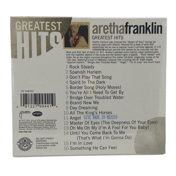 Aretha Franklin Best of Aretha Franklin The 70s CD 2008 Rhino R&B Soul New - Picture 7 of 12